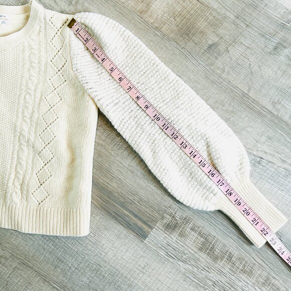 Anthropologie Elizabeth Pointelle Sweater with puff sleeves (size S) - Picture 12 of 14